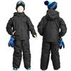 Backspot and Junior Ski and Snowboard Wear Set and to Adjustable Size 110 Kids' (Top Bottoms) [Waterproof 2000mm, Size, Padded] PL-BLK/BLK (Removable