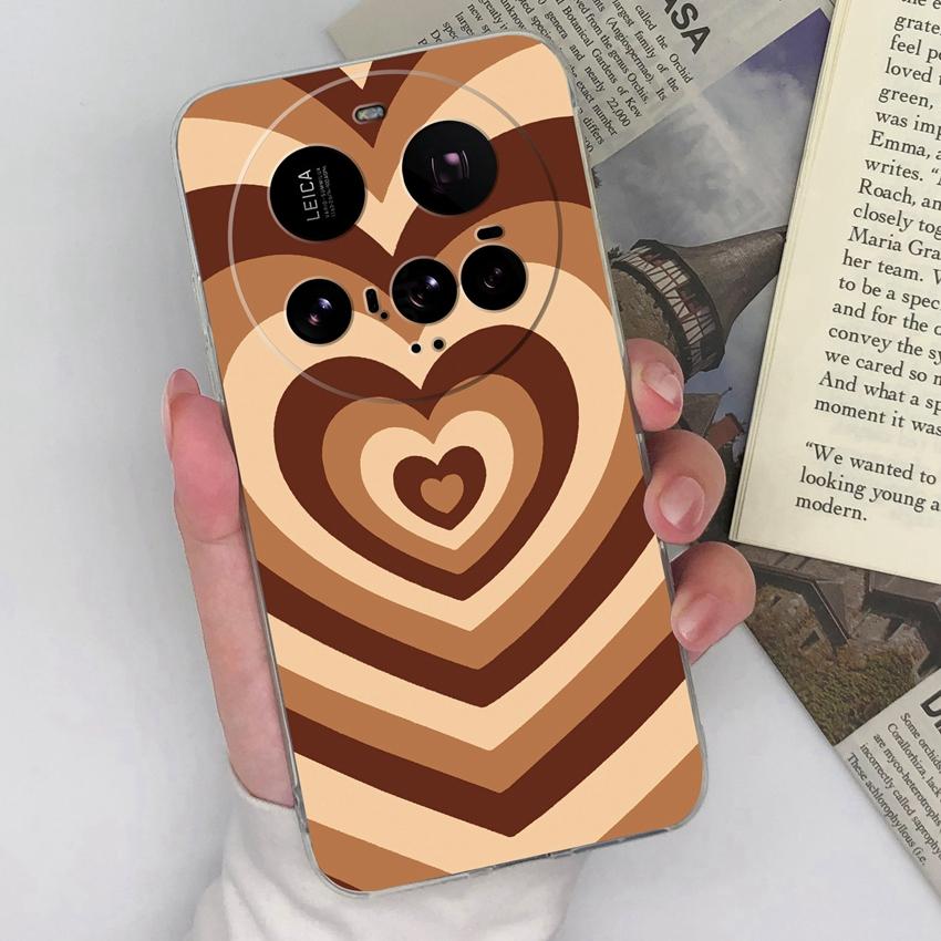 

Для Xiaomi 15 Ultra 15T Mi 10 11 12 Чехлы для мобильных телефонов Lucky Brown Love Heart Защитная пленка для экрана Прозрачный силиконовый Противоударный чехол Для корпуса Xiaomi Xiaomi Poco C40