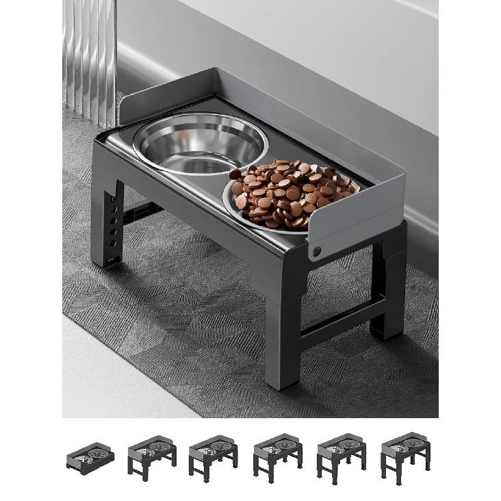 Collapsible Elevated Dog Bowls Adjustable Raised Stand with Double Stainless Steel Food Water Bowls for Small Medium Large Dogs
