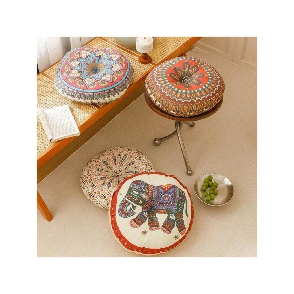Bohemian Style Soft Round Cushion, Suitable for Living Rooms, Offices, and Gaming Chairs.