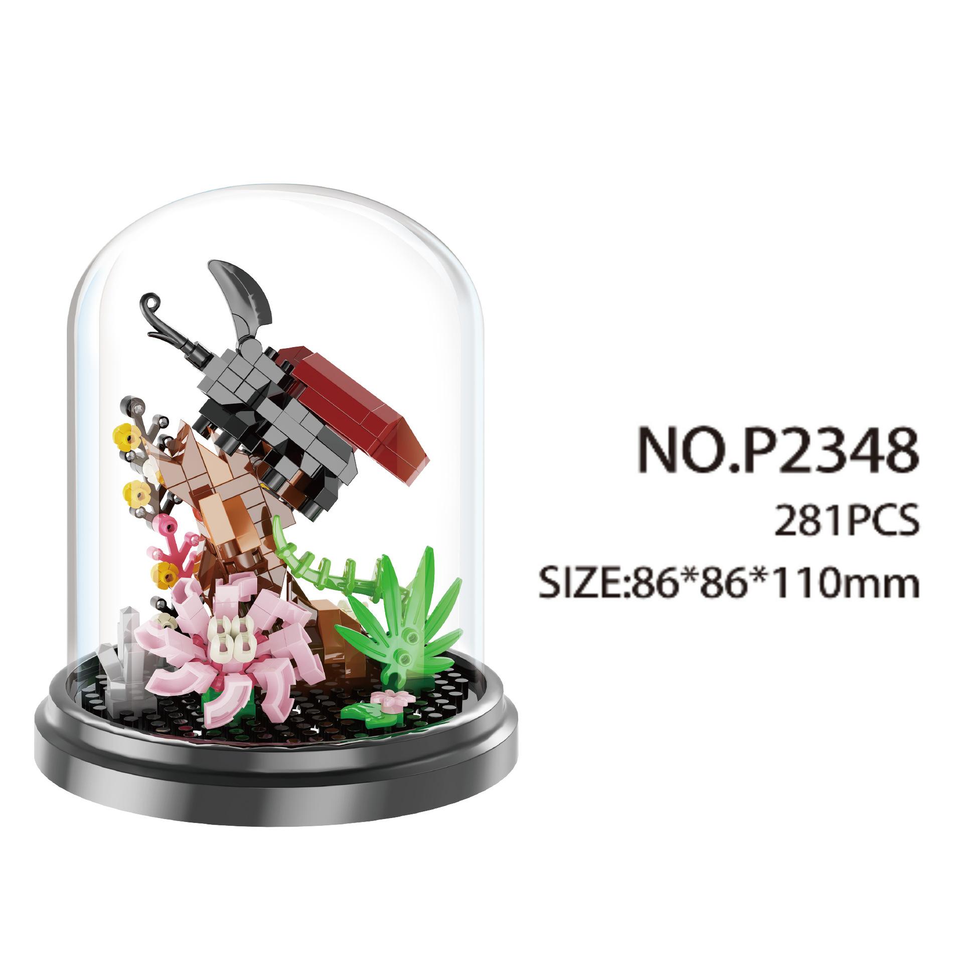 

Eternal flower potted insect with cover series building blocks decoration toy children gift