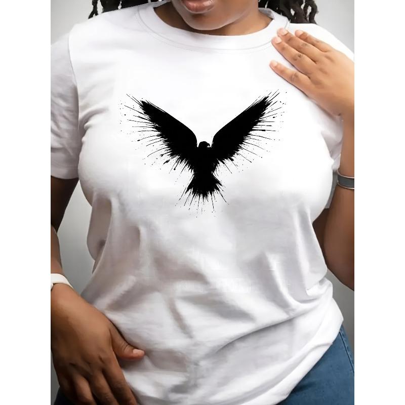 Women's Premium Sacred Bird Pattern T-Shirt Casual Short Sleeve Pullover Spring Summer Autumn Top