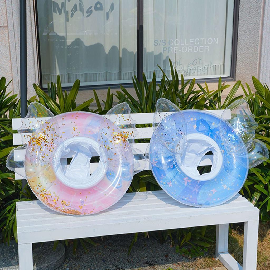 Glitter Rose Gold Pool Float, Inflatable Bow Pool Float Swimming Ring Buoyant Pool Float Toy, Vacation Decoration Toy Swimming Ring