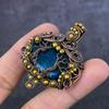 Natural Blue Baltic Amber Handmade Copper Wire Wrap Jewelry Pendant 2.13" D3F77