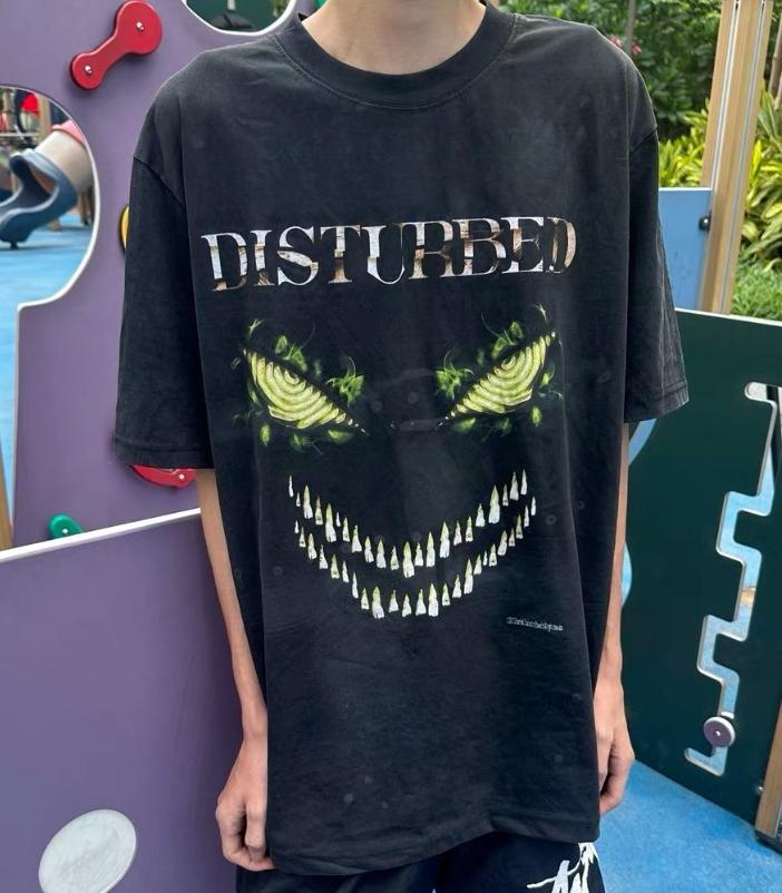 

Band Green Eye 260 American High Street Short Sleeve T-Shirt Men s and Women s Versatile Short Sleeves Heavy Crew Neck Cotton 4XL