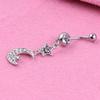 Punk Crystal Moon Dangle Navel Piercing Rings Body 316L Surgical Steel Belly Button Ring Jewelry