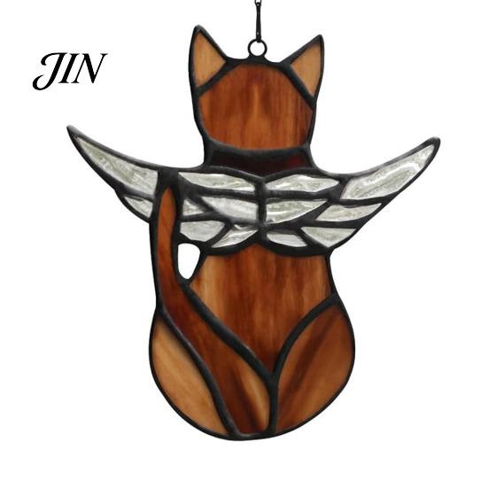 Acrylic Cat Suncatcher Hanging Pendant with Chain, Animal Ornament for Window Gift Home Wall Decor, Cute Lover Room Decoration Creative