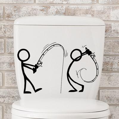Funny Toilet Stickers Black White Bathroom Decals for Seat Tank Wall | Waterproof Vinyl