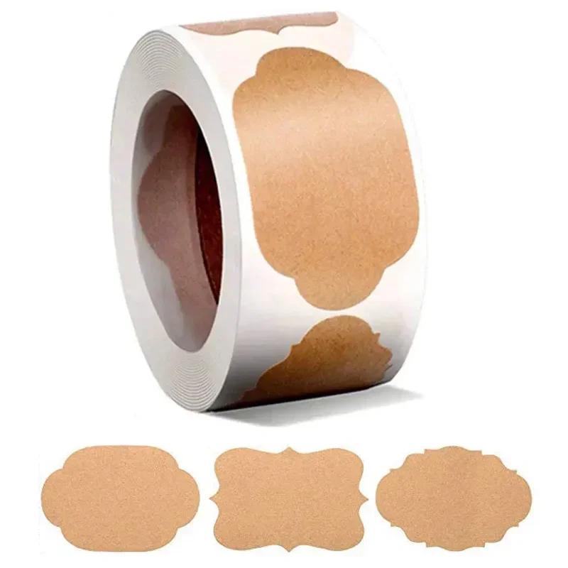 Kraft Paper Stickers Blank Labels Handmade Stationery Gift Tags Decoration Paper Spice Jar Label DIY Envelope Sealing Sticker