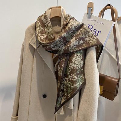 Scarf Autumn and Winter Neck Protection Warm Double-sided Long Strip Fashion Versatile Imitation Silk Wool Silk Scarf Streamer Scarf