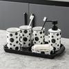 French Black-and-white Polka-dot Ceramic Bathroom Kit Emulsion Bottle Gargle Cup Bathroom Countertops Soap Dishes Home Items