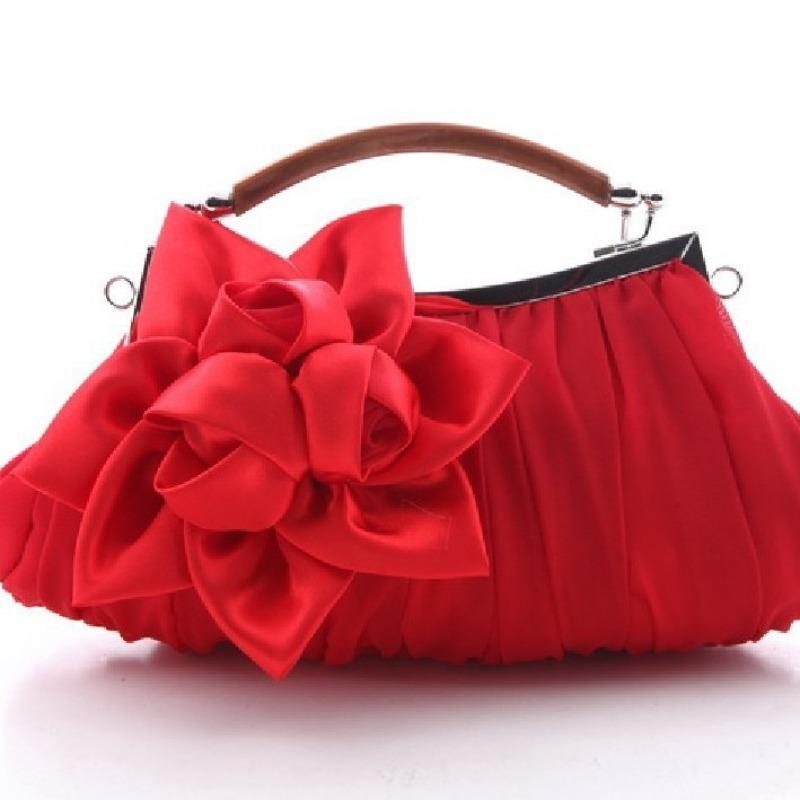 Princess Sweet Satin Flower Banquet Bag Tote Bag Bridal Bag Dress Bag Cheongsam Women's Bag Hand Bag