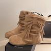 22 Herbst und Winter neue Ärmel runde Spitze mittelhoher Absatz Fee-Stil schöne Mode Stiefel Stiefel kurzer Schaft
