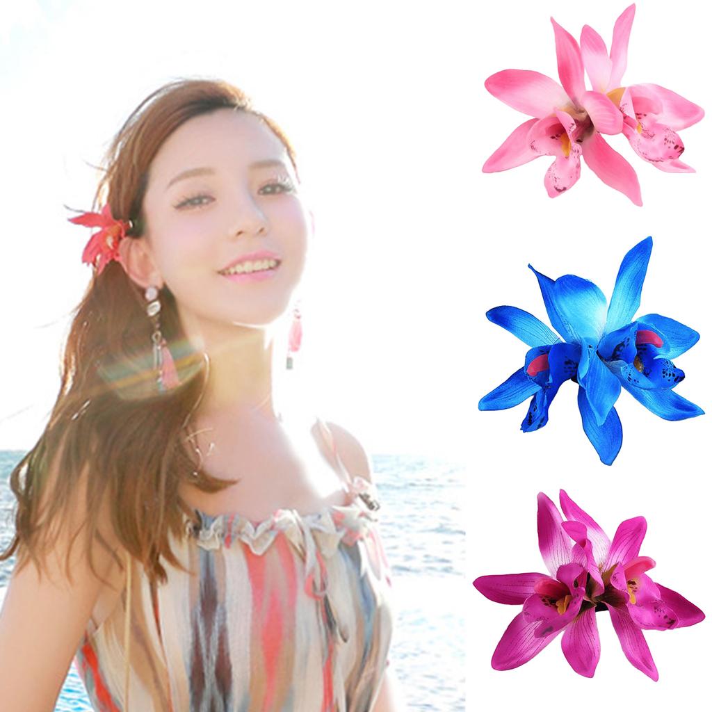 Hawaii Colourful Hair Clip Flower Hairpin Double Orchid Hair Clips Children's Hair Accessories for Women and Girls