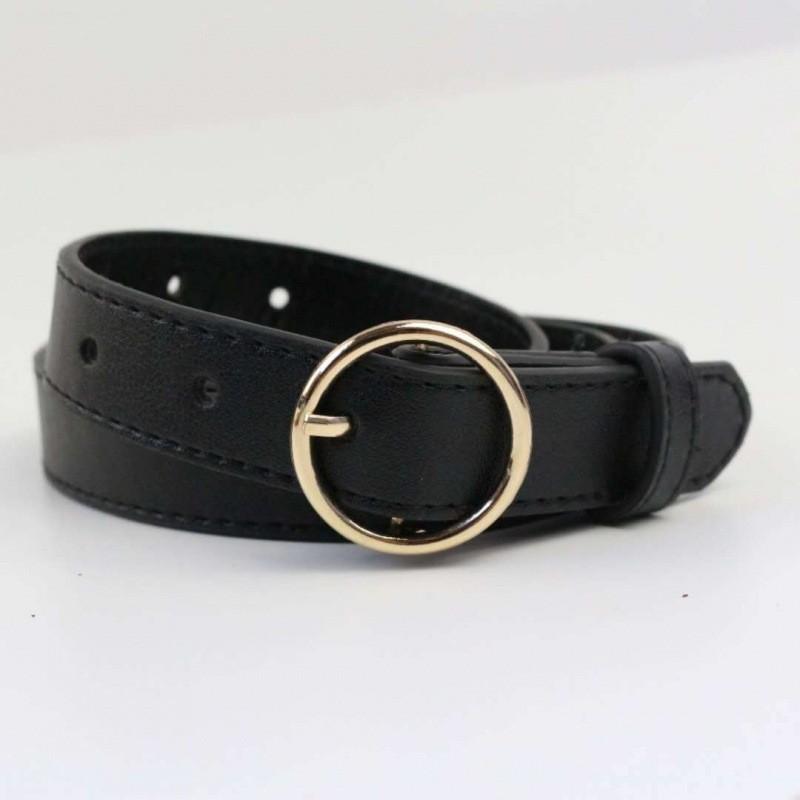 Chic Womens Korean Style Pu Buckle Belt In Black Beige Coffee For Looks Effortless