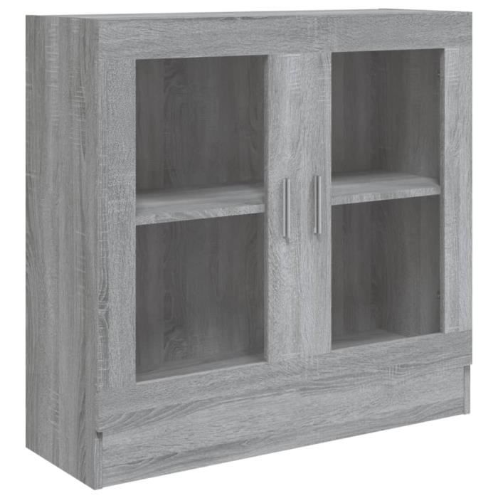 VidaXL Display Cabinet Sonoma Grey 82.5x30.5x80 Cm Engineered Wood 815616