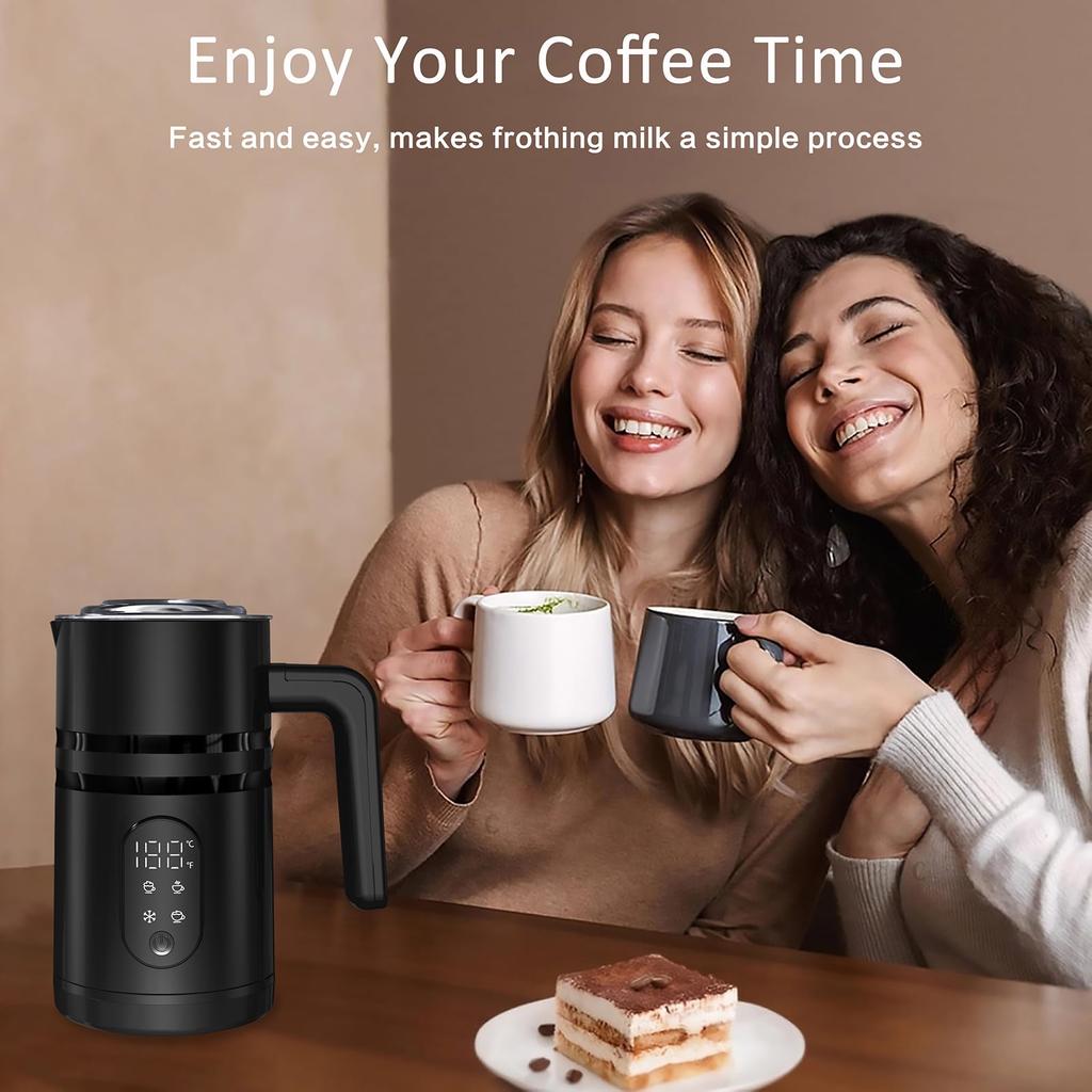 Montalatte e Scaldalatte Elettrico 5-in-1, Montalatte di Grande Capacità, Schiumatore Automatico Caldo e Freddo per Cappuccino, Latte Macchiato, Cioccolata Calda