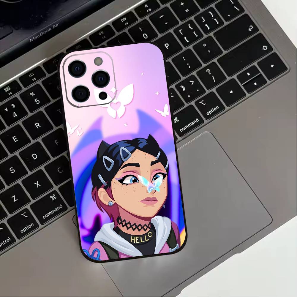Popular V-Valorant C-Clove Phone Case For iPhone 17,16,15,14,13,12,11 Plus,Pro Max,XS,Soft Silicone Black Cover