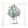 New Green Plant Letter Printing Green Plant Small White Flower Print Pillow Home Sofa Cushion Cover