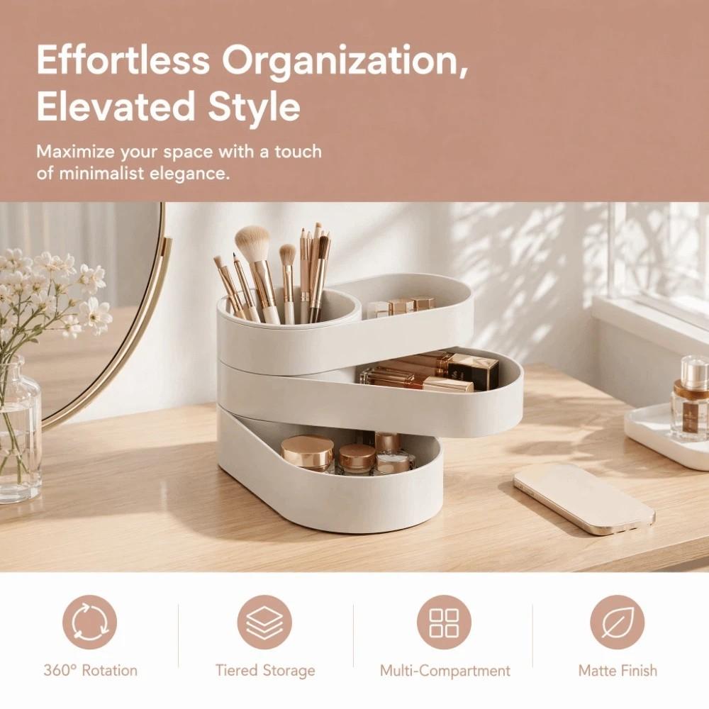 360° Rotating Makeup Brush Storage Bucket Large Capacity Jewelry Storage Box Student Desktop