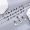 Fashionable Square Black Diamond Necklace Set Simple Geometric Inlay Splice Earrings Bracelet Necklace Jewelry Accessories Gifts