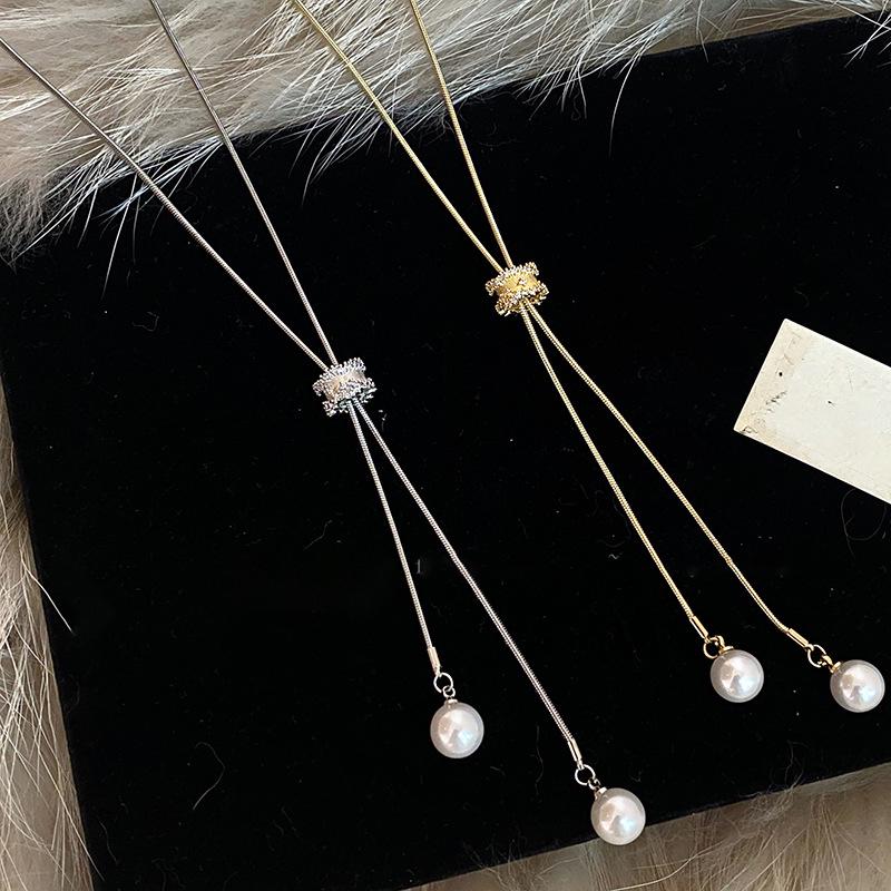 Zircon Pearl Necklace: Luxury Sweater Chain for Autumn and Winter