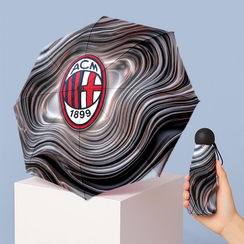 AC Milan Pattern Printed Mini 5 Folds 8 Ribs Compact Umbrella Windproof Waterproof Lightweight Portable Folding