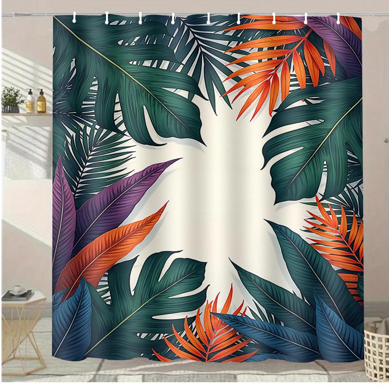 Cute Fox Flower Washable Dirt-Resistant Shower Curtain Shower Head Waterproof Polyester Bath Curtain For Home Decor Accessories