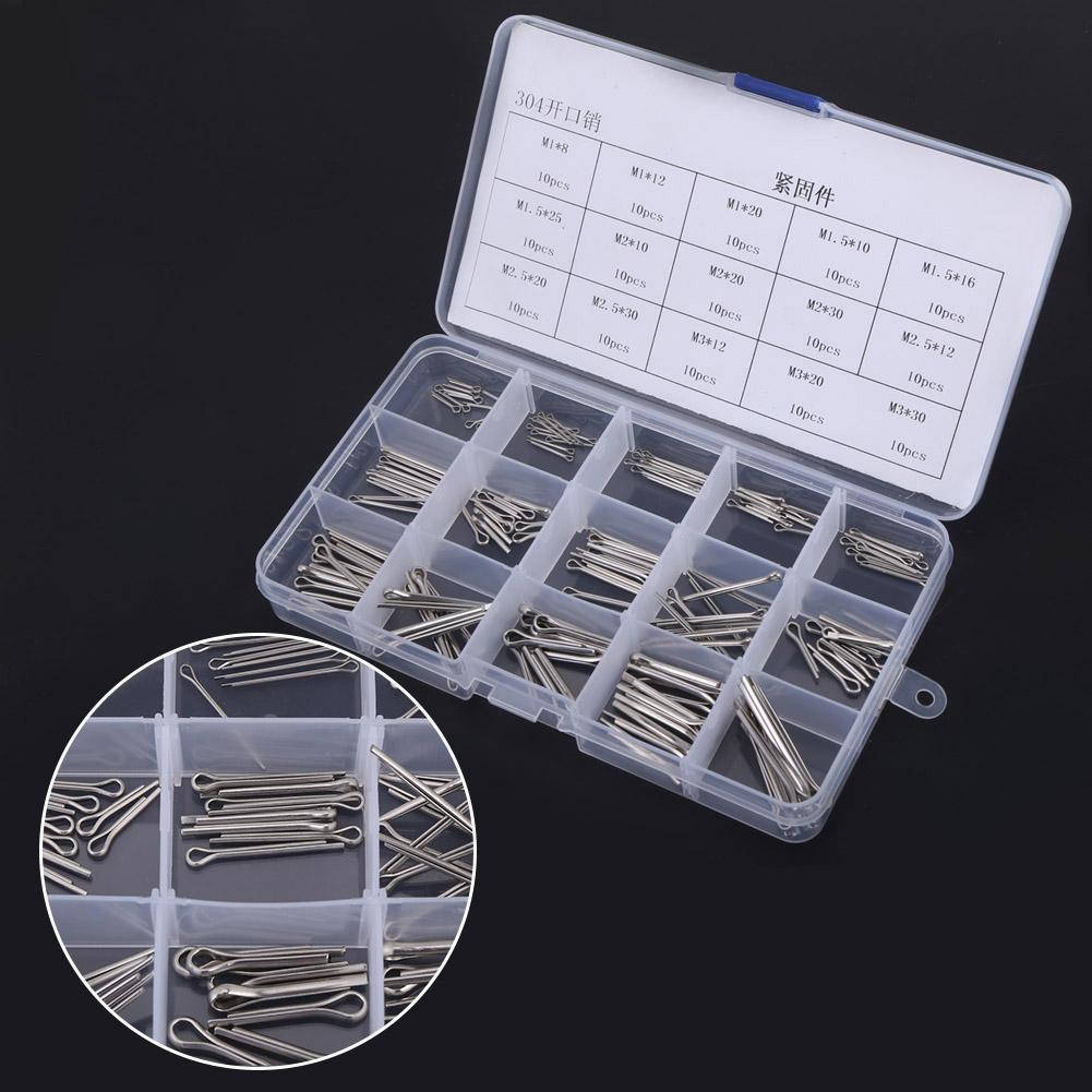 150Pcs 15 Kinds M1M1.5 M2 M2.5 M3 304 Stainless Steel Rust Proof Split-Cotter Pins Kit Fastening Pins 150Pcs 15 Kinds M1M1.5 M2 M2.5 M3 304 Stainless Steel Rust Proof Split-Cotter Pins Kit Fastening Pins