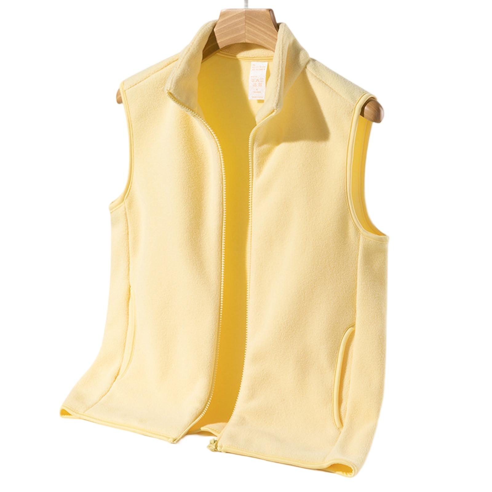 

Зимняя Роскошная Мода Флисовый Флисовый Жилет Мужской Безрукавный Жилет Куртка Повседневная Однотонная Куртка XL жёлтый