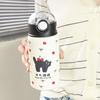 Leak-proof Thermal Water Bottle Straw Design Bouncing Insulated Tumbler Cat Thermos Cup  Student