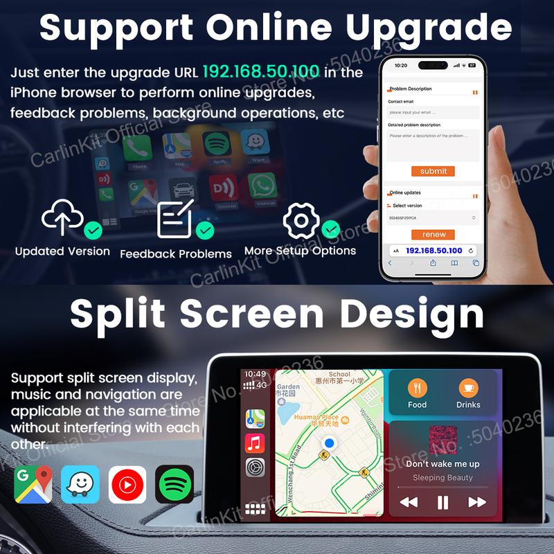 Mini 5 Pro CarlinKit 5.0 Wireless CarPlay Dongle Wireless Android Auto Adapter AI Smart Box Car Intelligent Systems For OEM Car