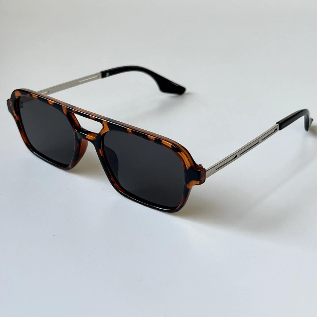 Small Frame Square Sunglasses Women Designer Fashion Luxury Vintage Hollow Leopard Blue Sun Glasses