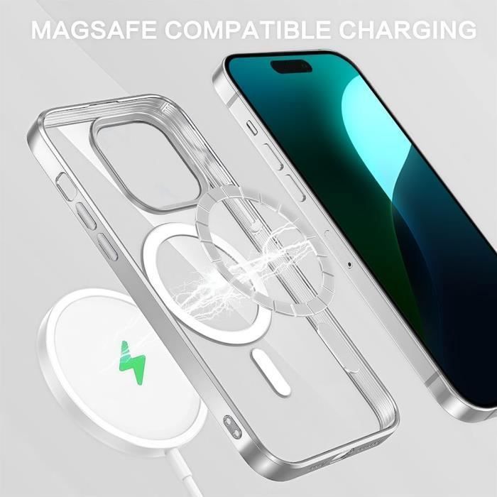 Protective Case for iPhone 16 - BOOLING - Transparent - Flexible - Magnetic Circle - Silvery