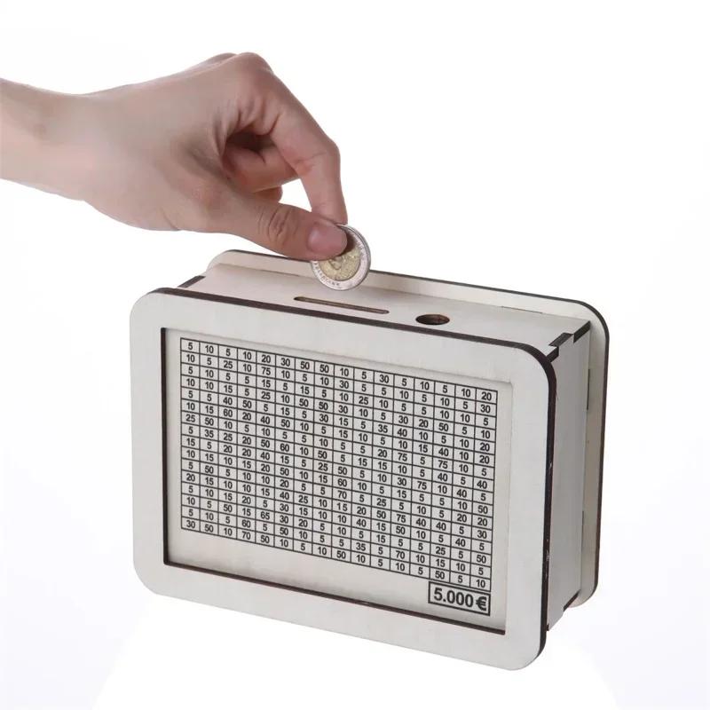 Sparbössa, Spargris, Träsparbössa, Återanvändbar sparbössa med sparmål och siffror att kryssa för hjälper till med sparvanan