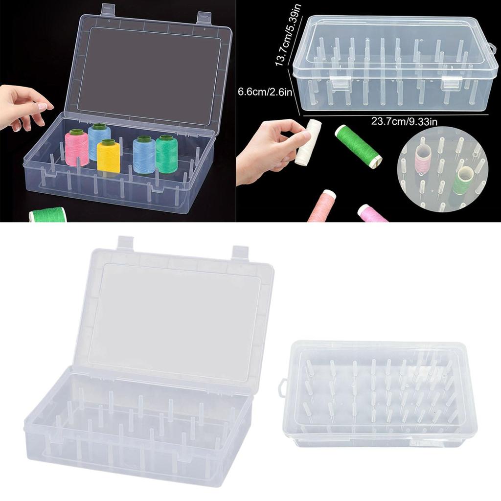 Sewing Thread Storage Box Sewing Thread Box Portable Bobbin Carrying Case Household Clear Empty Sewing Yarn Spools Container