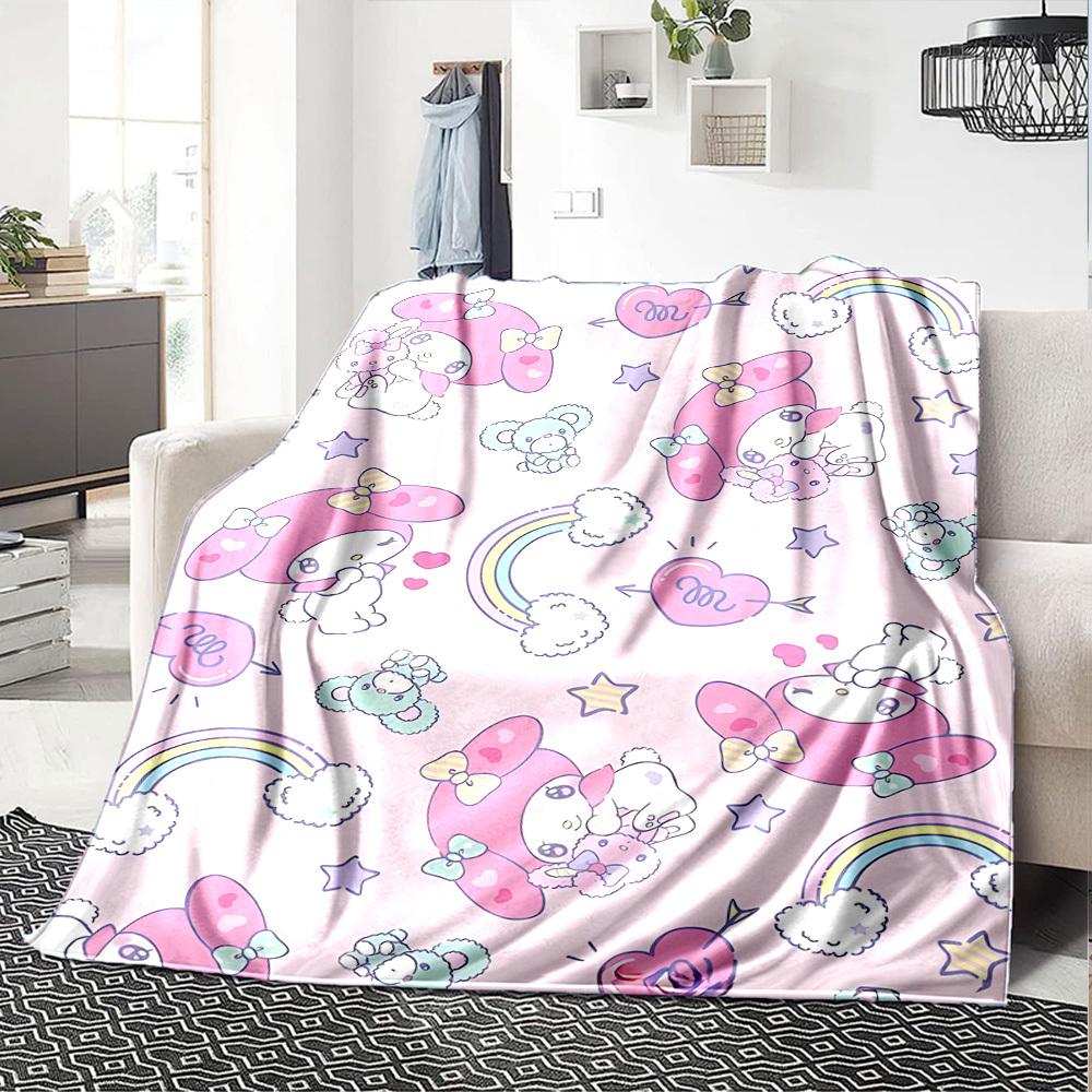 1pc My Melody blanket Lightweight Flannel Throw for Sofa Bed Travel Camping Livingroom Office Couch Chair
