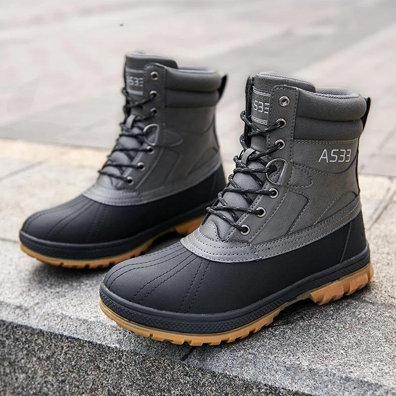 Men Boots Fashion Casual High Top Boots Outdoor Anti-skid Platform Boots Oxford Hiking Bootoies Men's Lace Up Ankle Botas Hombre