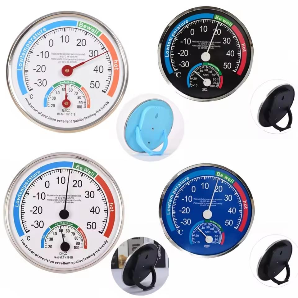 Mini Round Pointer Thermometer Hygrometer -30℃-50℃ Thermometer 20%-100% Hygrometer Indoor Office Humidity Monitor