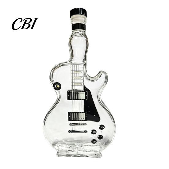 Whiskey And Vodka Storage Bottle Guitar Shape Wine Bottle, Large Capacity Decanter, Screw Cap Borosilicate Food Grade Glass Liquor Beer for Freshness