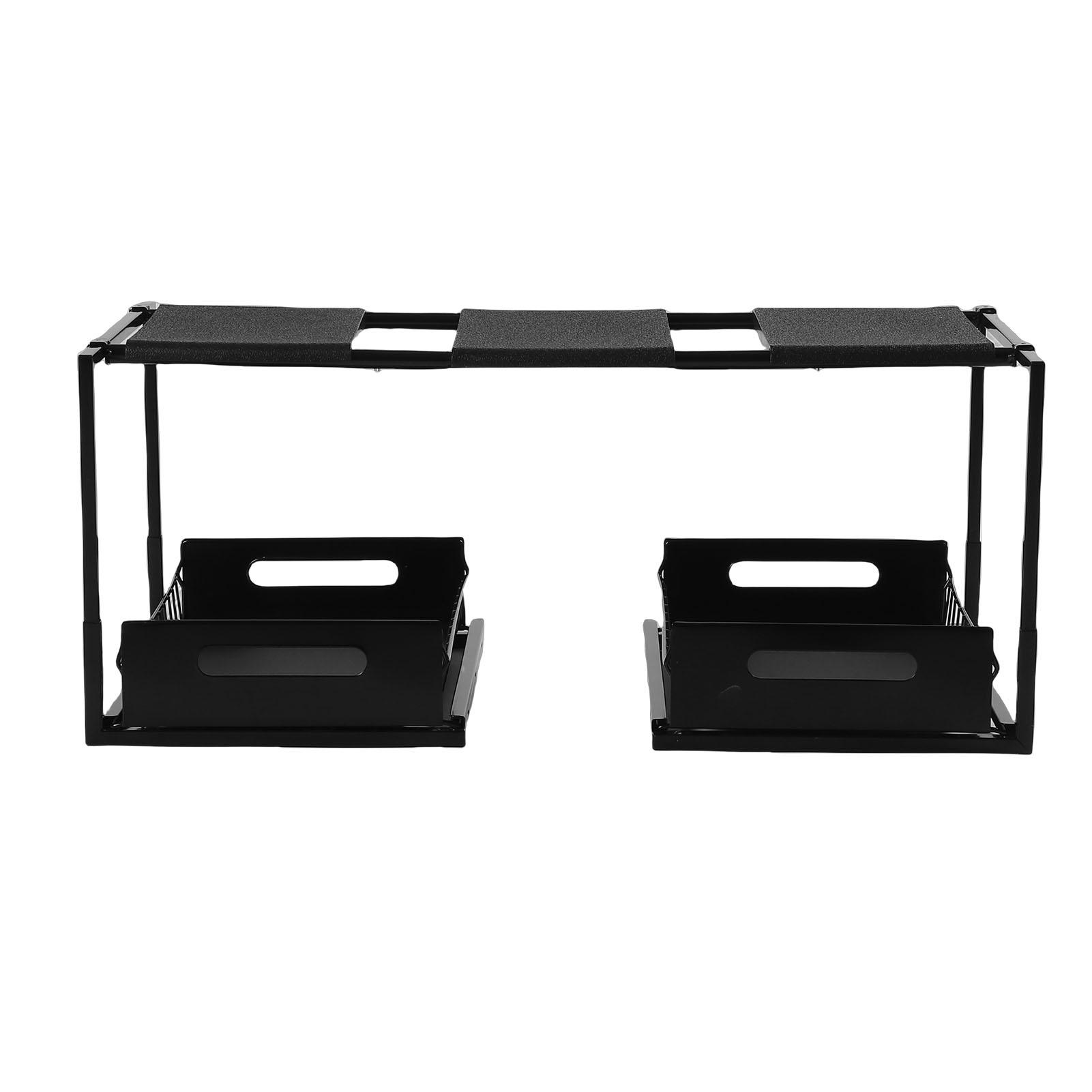 

Under Sink Organizer Black Easy Assembly Expandable 2 Tier Metal Pull Out Cabinet Organizer for Bathroom Laundry Room Type 3