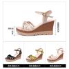 Fashion 8cm Women's High Heels Shoes Women 2025 Summer Ankle Buckle Office Model Chunky Platform Wedges Sandals Black Plus Size 32-43