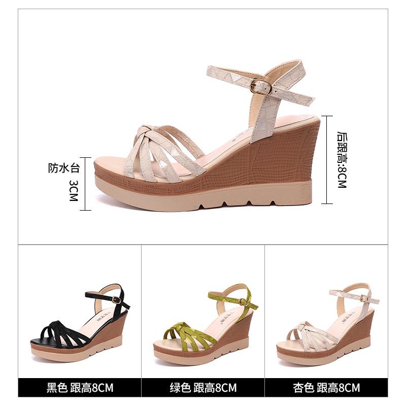 Fashion 8cm Women's High Heels Shoes Women 2025 Summer Ankle Buckle Office Model Chunky Platform Wedges Sandals Black Plus Size 32-43