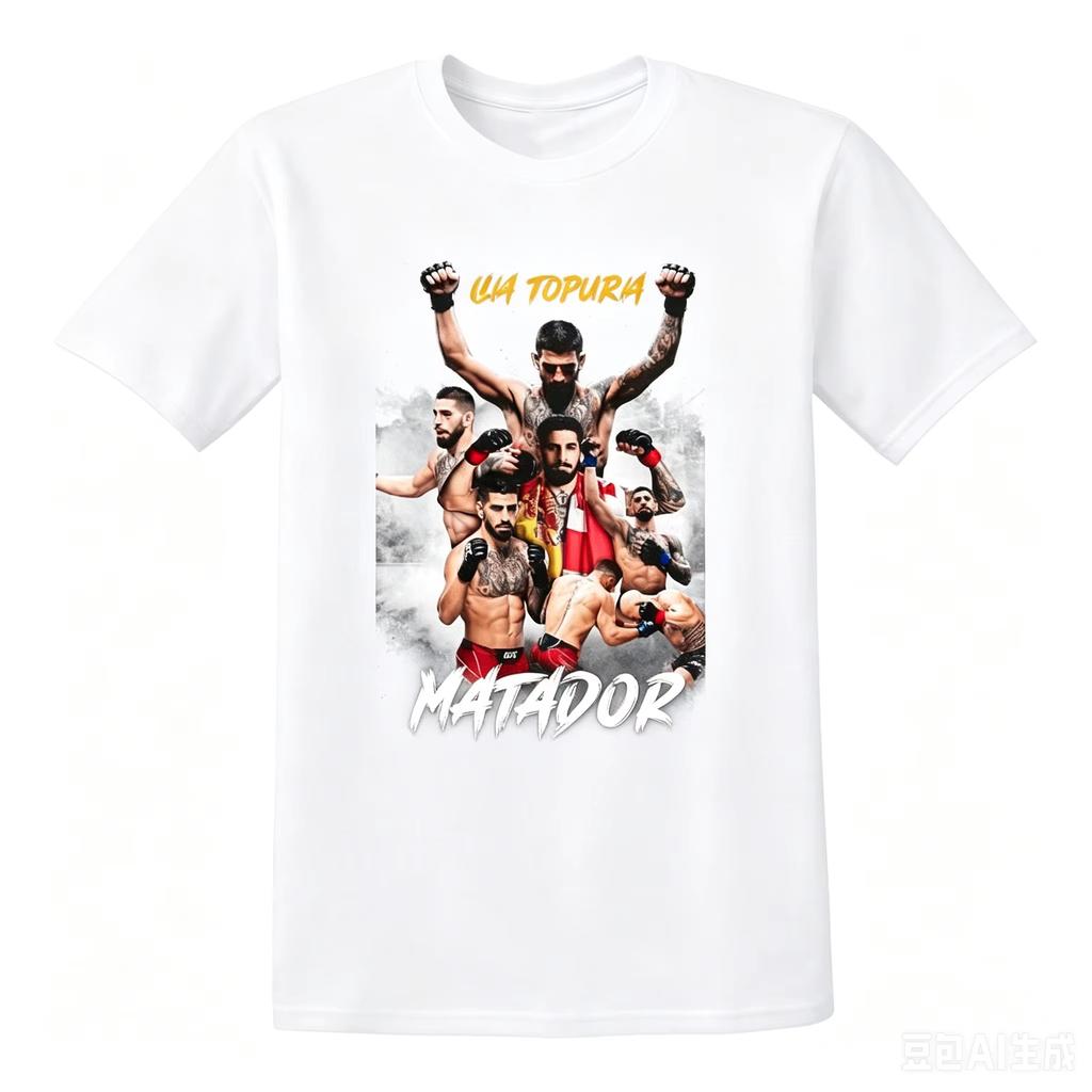 2026 Neues Ilia Topuria Matador MMA-Kämpfer Grafikdruck Unisex 100% Baumwolle Kurzarm-T-Shirt, Y2K Streetstyle Lässiges Sommer Oberteil