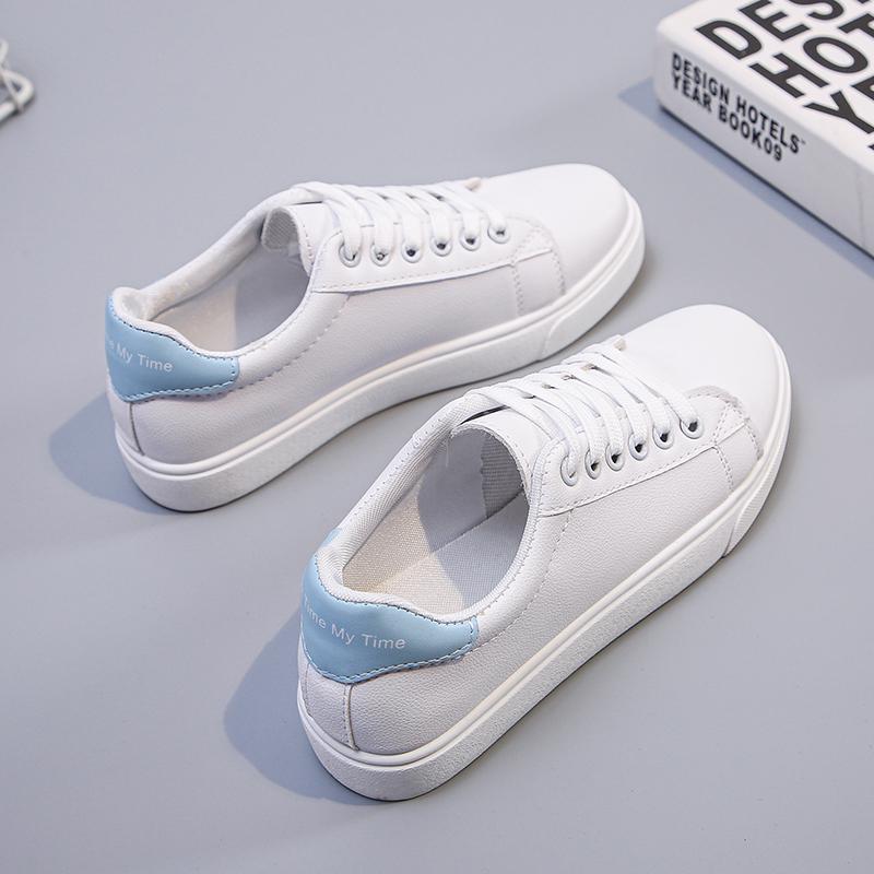 Moda noi pantofi de tip boutique pentru femei, pantofi sport casual, pantofi albi cu vârf rotund cu șireturi, mers și alergare în aer liber