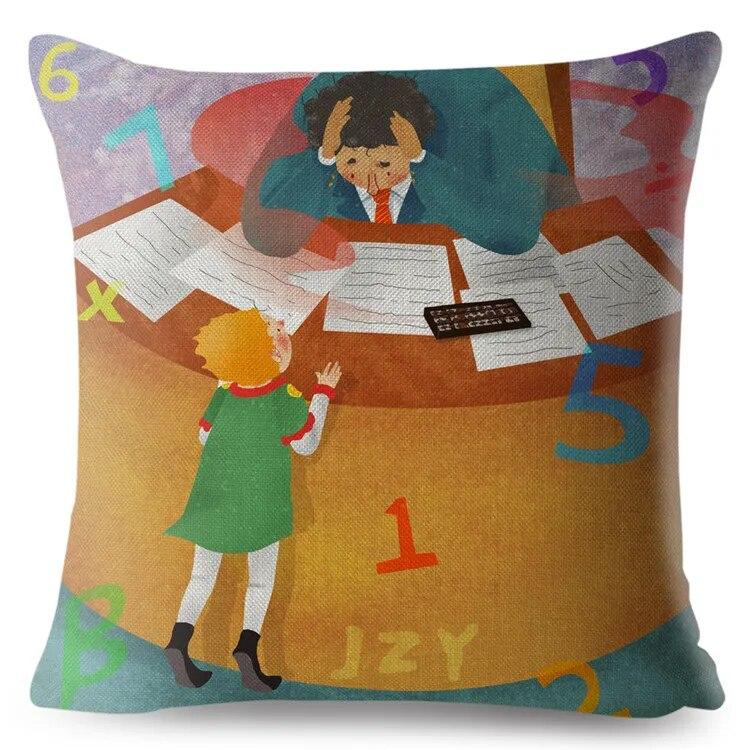 Домашний декор, милая лунная лиса, маленький принц, наволочка с принтом, наволочка, бежевая наволочка, наволочка для дивана 40x40cm