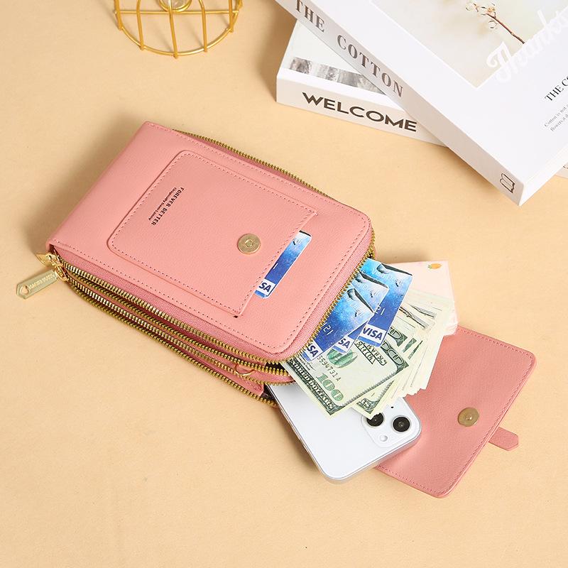 Dámské tašky Měkké kožené peněženky Dotykový displej Mobilní telefon Kabelka Crossbody Ramenní popruh Kabelka pro ženy Levné Dámské Tašky