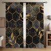 2pcs Modern Abstract Black Golden Marble Living Room Curtain Decor Digital Printing Living Room Curtain Grommet Top Curtain