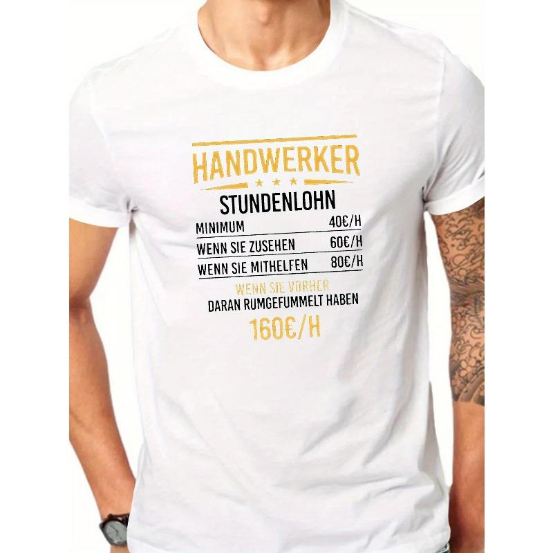 Europäische Größen Herren German Humor Kurzarmhemd, Lässiger Rundhalsausschnitt, Leichtes Polyester