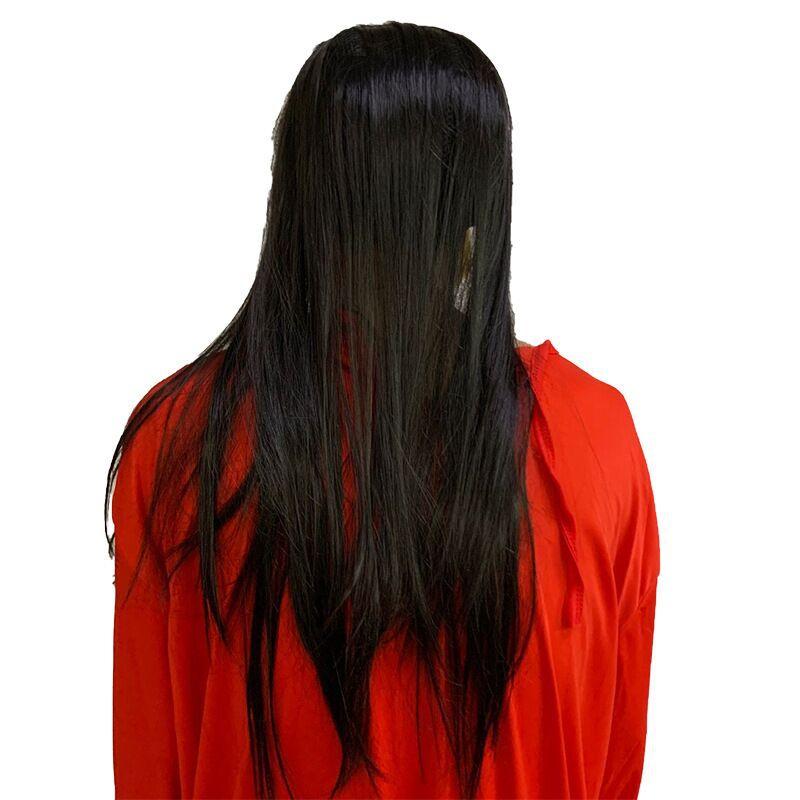 Halloween Haunted House Escape Room NPC Costume Horror Mask Men's and Women's Ghost Long Black Hair Vampire Headgear